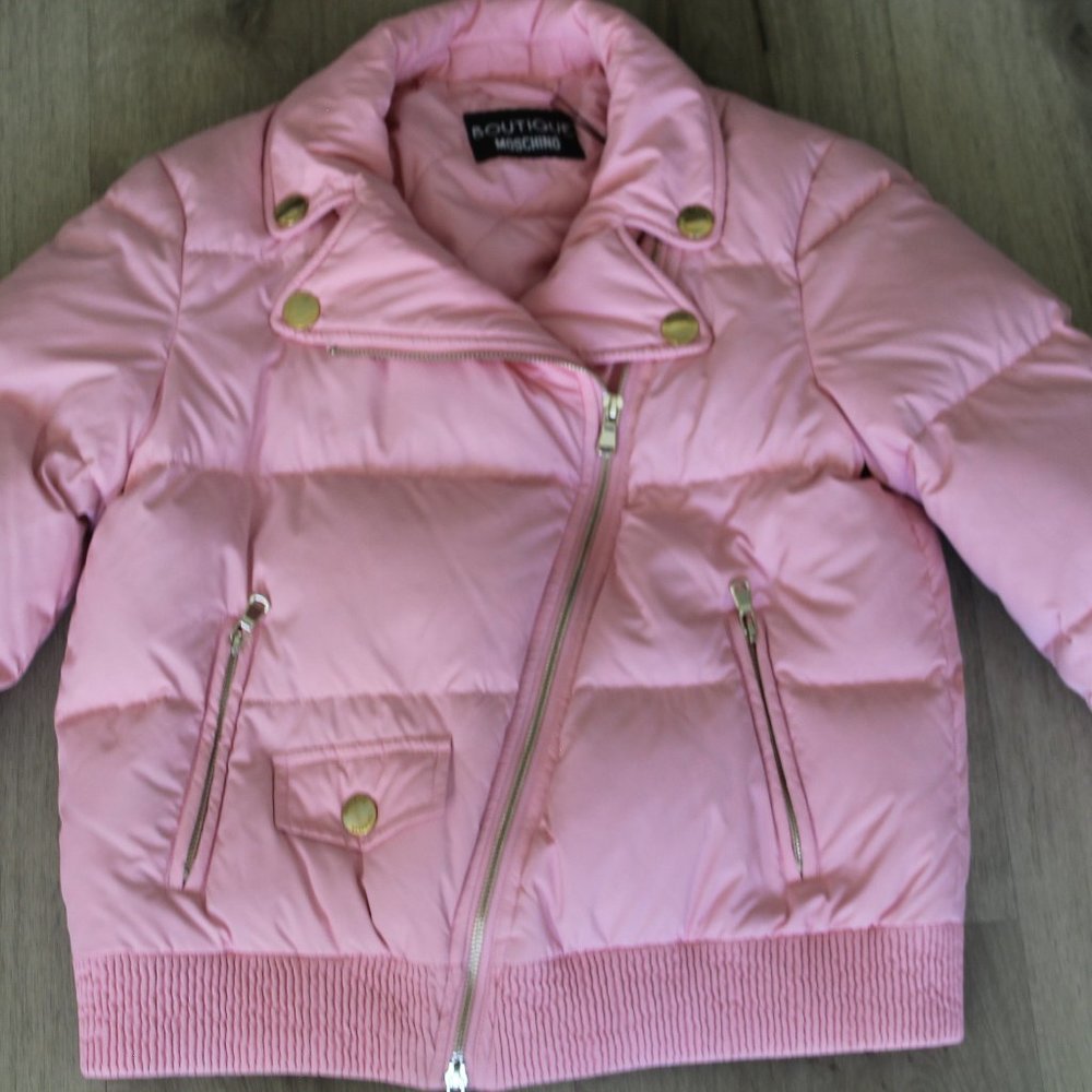 REDUCED MOSCHINO Boutique Pink Biker Puffer Jacket Asymmetrical Size M US 6 NEW - Picture 10 of 10